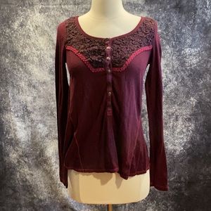 Free people burgundy wine Diego thermal Henley top